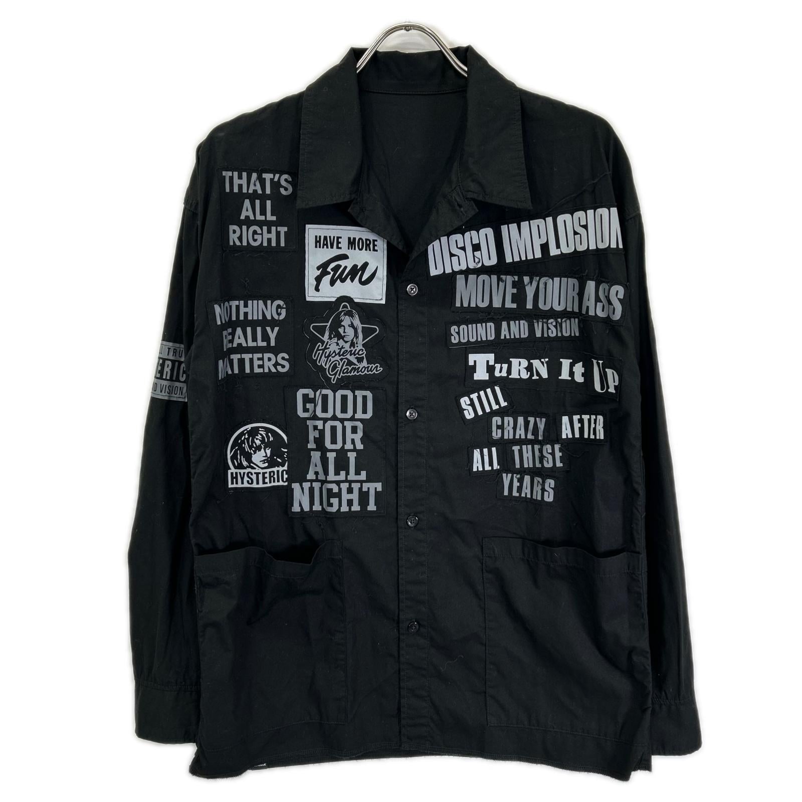 HYSTERIC GLAMOUR ヒステリックグラマー 01193AH07 ブラック LOGO PATCH 長袖オーバーシャツ トップス