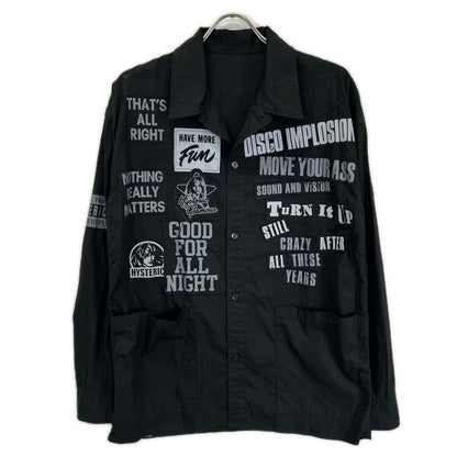 HYSTERIC GLAMOUR ヒステリックグラマー 01193AH07 ブラック LOGO PATCH 長袖オーバーシャツ トップス