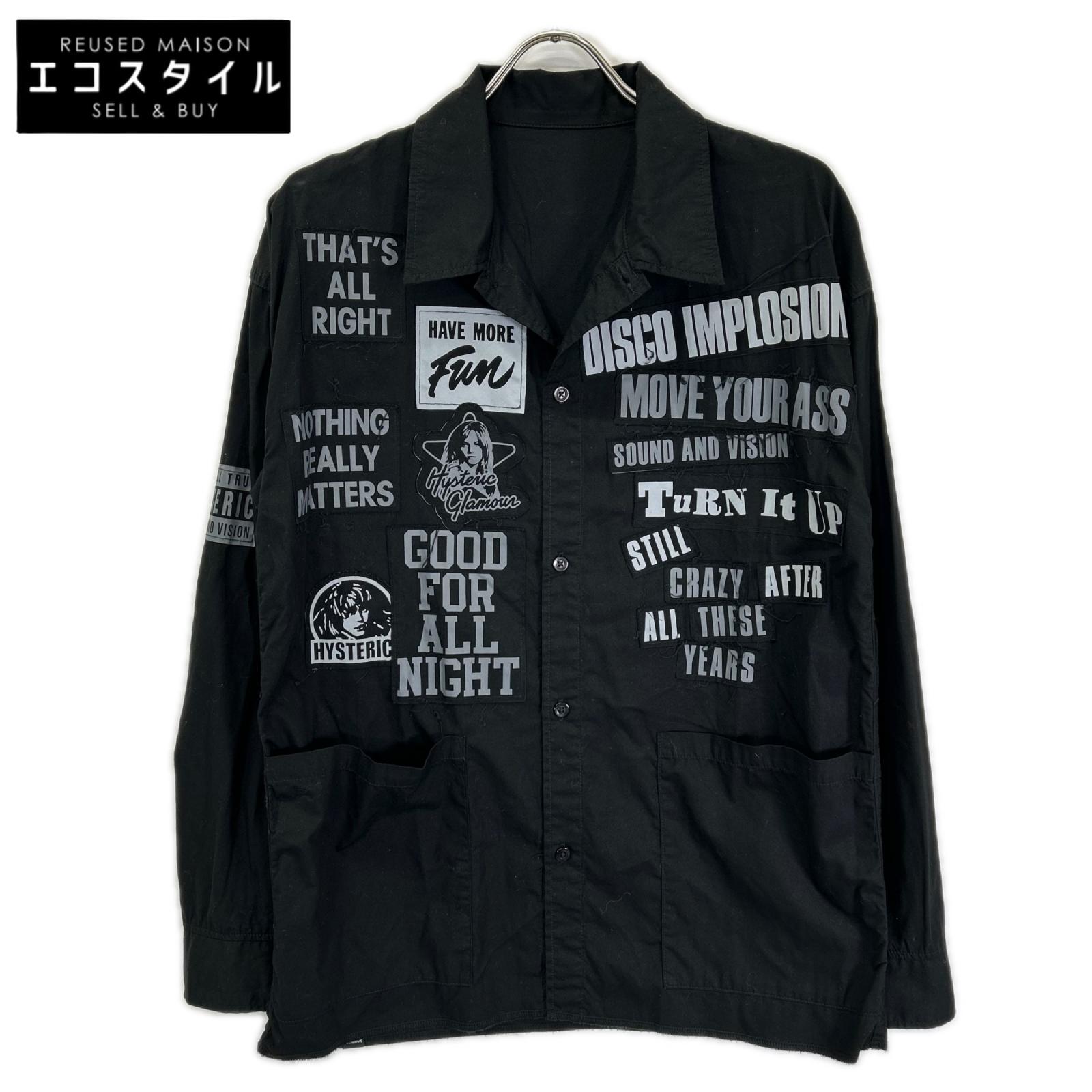 HYSTERIC GLAMOUR ヒステリックグラマー 01193AH07 ブラック LOGO PATCH 長袖オーバーシャツ トップス
