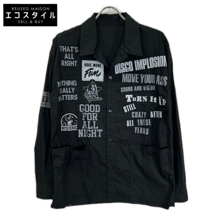 HYSTERIC GLAMOUR ヒステリックグラマー 01193AH07 ブラック LOGO PATCH 長袖オーバーシャツ トップス