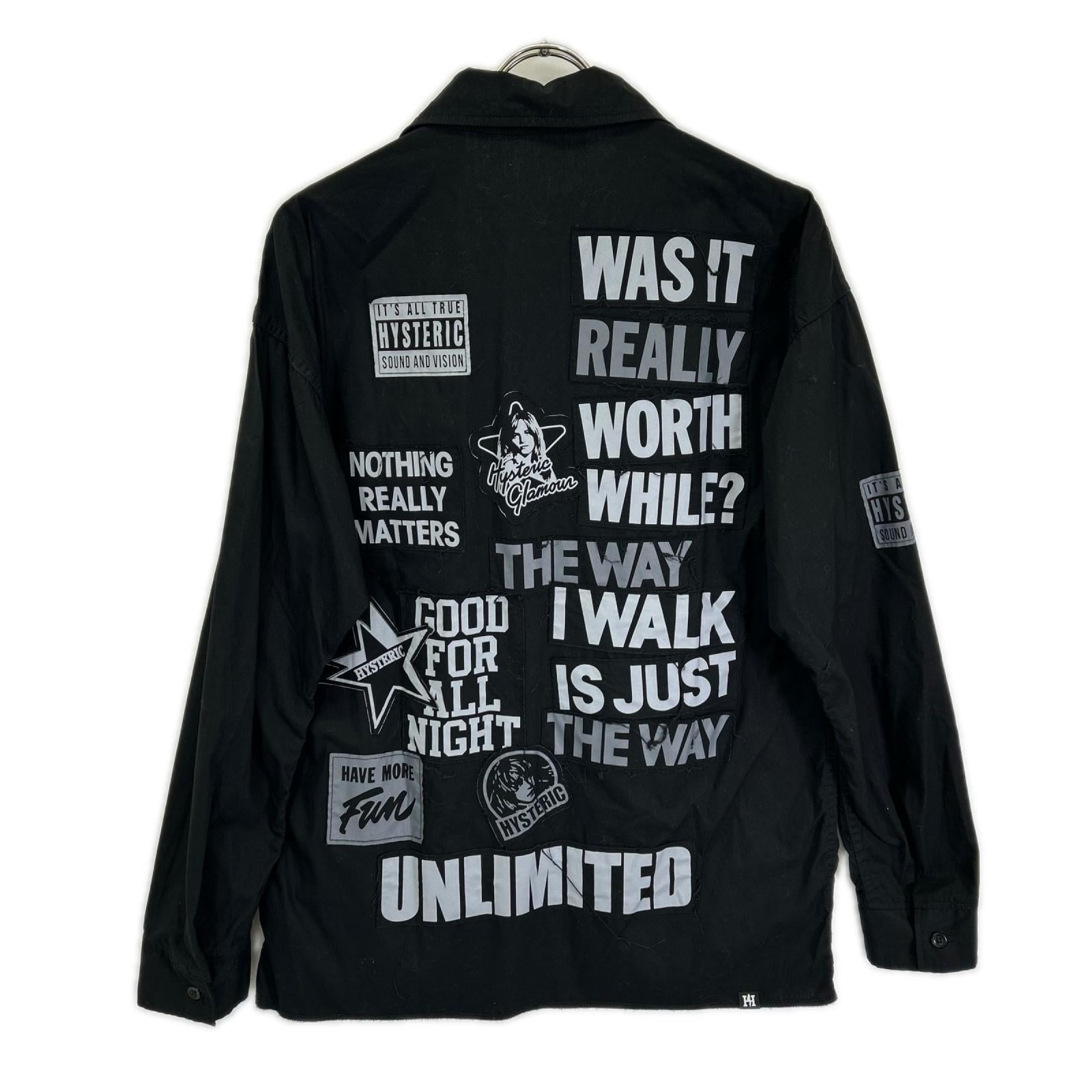 HYSTERIC GLAMOUR ヒステリックグラマー 01193AH07 ブラック LOGO PATCH 長袖オーバーシャツ トップス