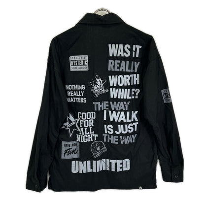 HYSTERIC GLAMOUR ヒステリックグラマー 01193AH07 ブラック LOGO PATCH 長袖オーバーシャツ トップス