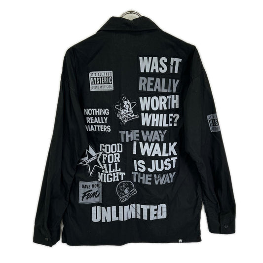 HYSTERIC GLAMOUR ヒステリックグラマー 01193AH07 ブラック LOGO PATCH 長袖オーバーシャツ トップス