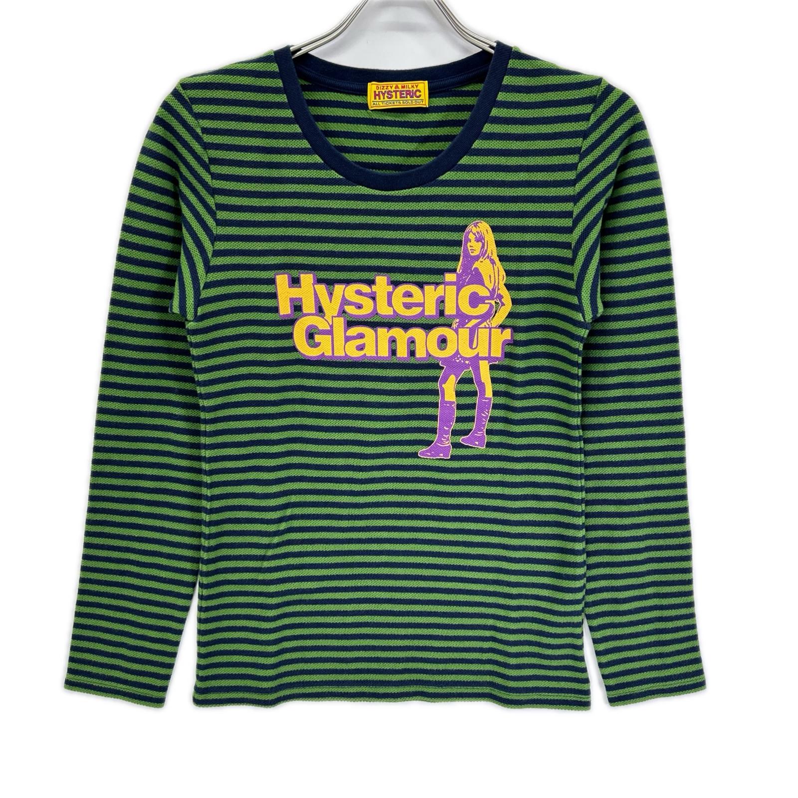 HYSTERIC GLAMOUR ヒステリックグラマー 01251CL06 グリーンネイビー HYSTERIC BABIES ボーダー Tシャツ トップス