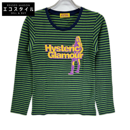 HYSTERIC GLAMOUR ヒステリックグラマー 01251CL06 グリーンネイビー HYSTERIC BABIES ボーダー Tシャツ トップス
