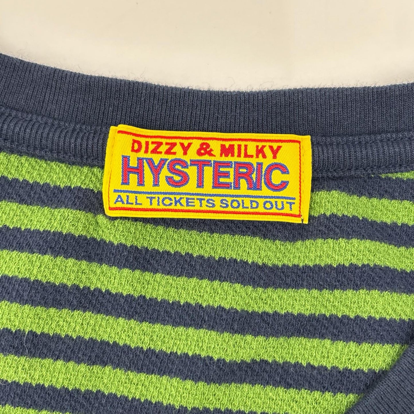 HYSTERIC GLAMOUR ヒステリックグラマー 01251CL06 グリーンネイビー HYSTERIC BABIES ボーダー Tシャツ トップス