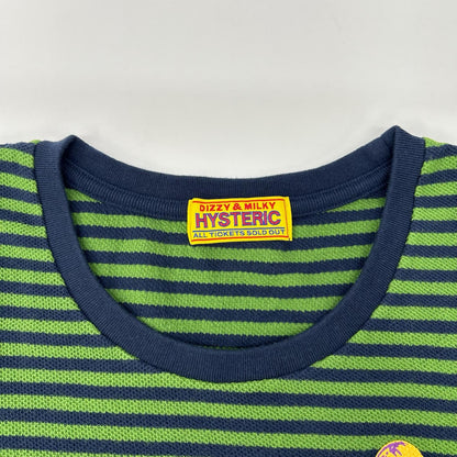 HYSTERIC GLAMOUR ヒステリックグラマー 01251CL06 グリーンネイビー HYSTERIC BABIES ボーダー Tシャツ トップス