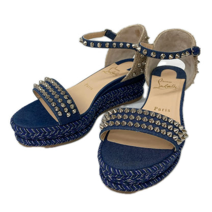 CHRISTIAN LOUBOUTIN クリスチャンルブタン MADMONICA 60 マドモニカ60 スパイク デニム アンクルストラップ サンダル シューズ