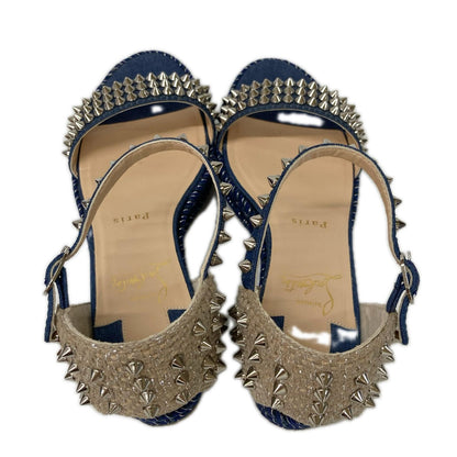 CHRISTIAN LOUBOUTIN クリスチャンルブタン MADMONICA 60 マドモニカ60 スパイク デニム アンクルストラップ サンダル シューズ