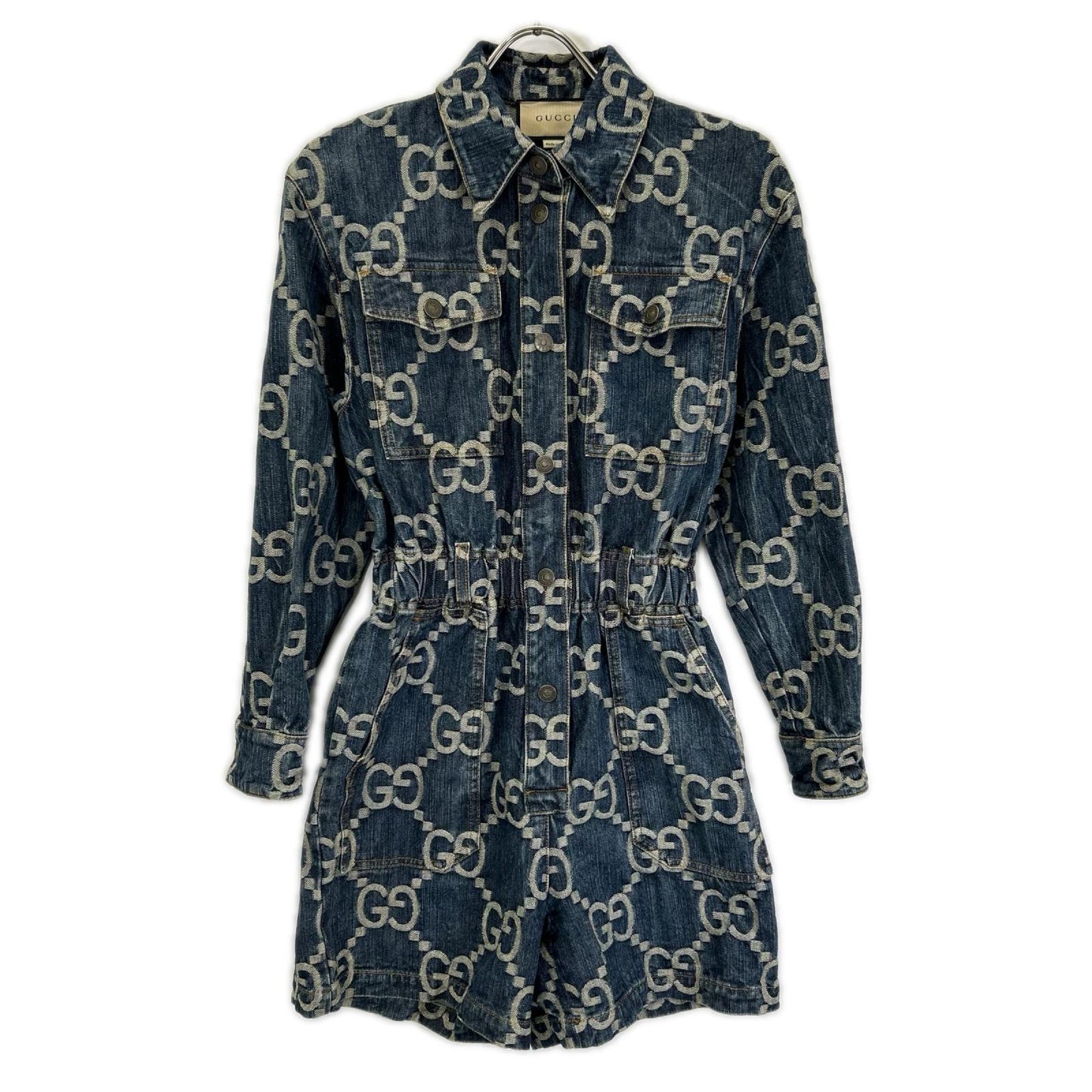 GUCCI グッチ 693175 ジャンボGG デニム オールインワンパンツ 長袖 オーバーオール オールインワン