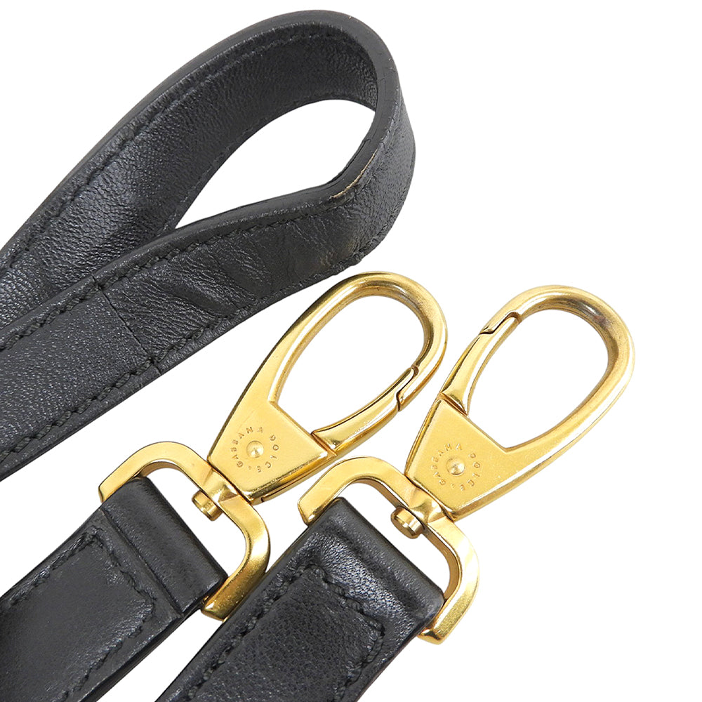 DOLCE&GABBANA ドルチェアンドガッバーナ シシリー カットワークレース レザーハンドル 2WAYバッグ ハンドバッグ ショルダー ブラック ハンドバッグ