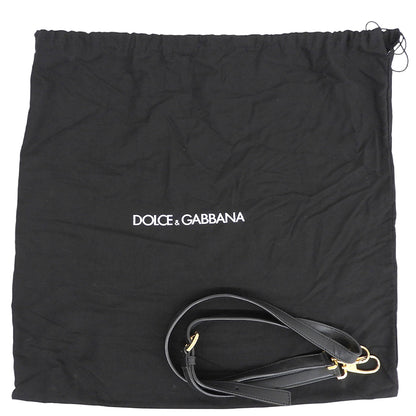 DOLCE&GABBANA ドルチェアンドガッバーナ シシリー カットワークレース レザーハンドル 2WAYバッグ ハンドバッグ ショルダー ブラック ハンドバッグ
