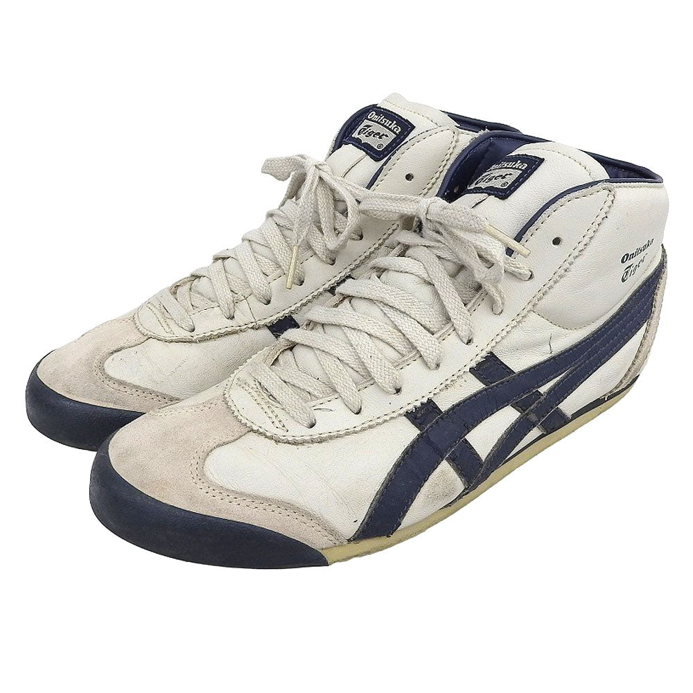 Onitsuka Taiger オニツカタイガー MEXICO MID RUNNER スニーカー シューズ メンズ ホワイト×ネイビー 27cm THL328 シューズ