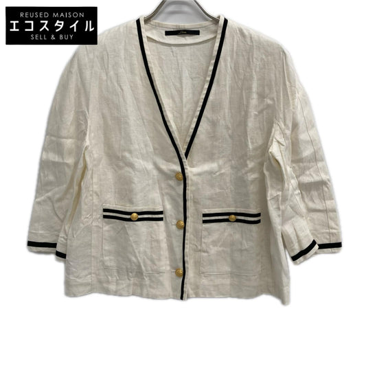Liesse Liesse A0136FJM328 white two-tone linen jacket jacket