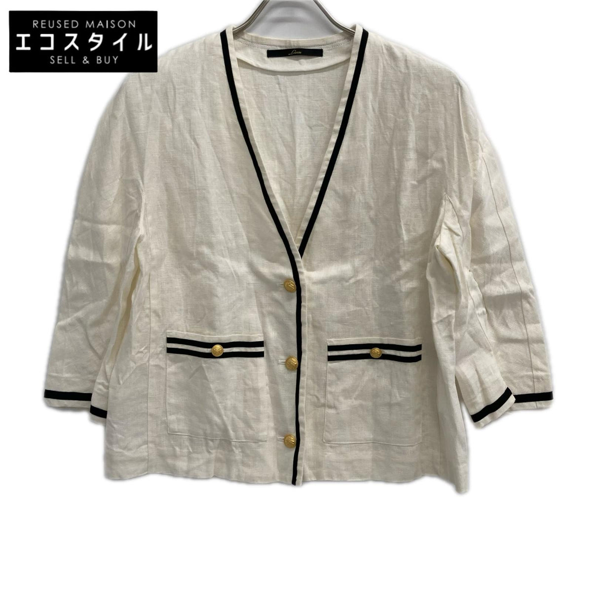 Liesse リエス A0136FJM328 ホワイト バイカラーリネンジャケット ジャケット