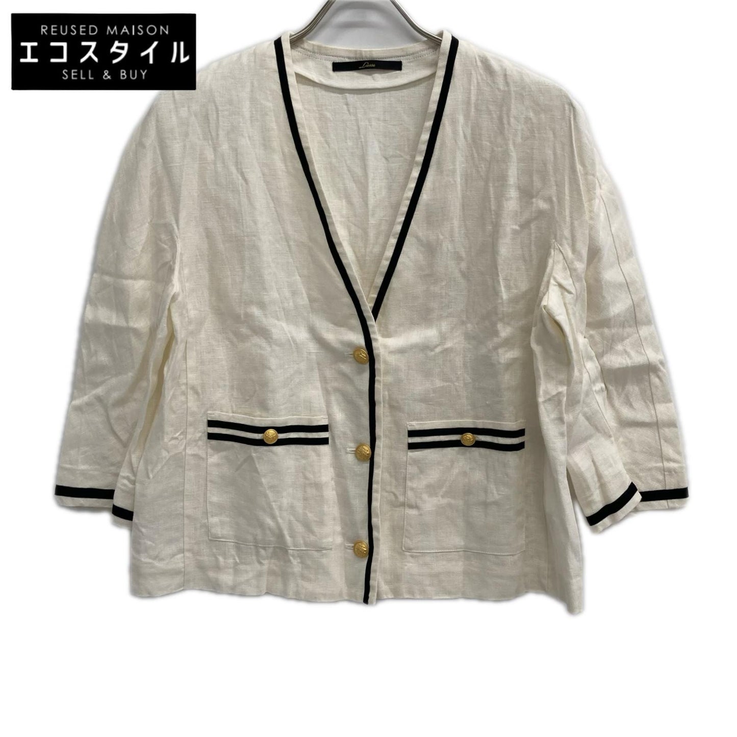 Liesse リエス A0136FJM328 ホワイト バイカラーリネンジャケット ジャケット