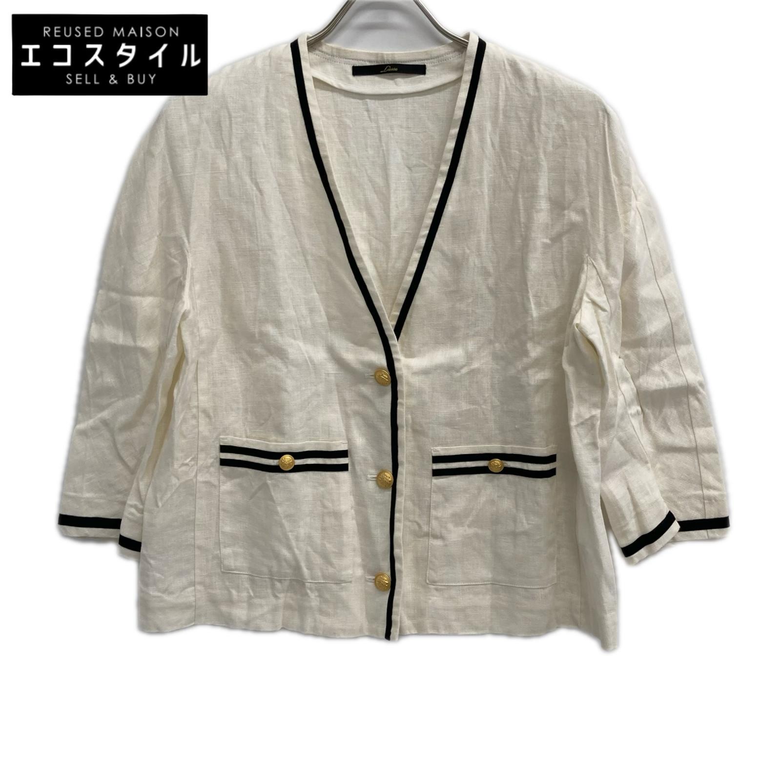 Liesse リエス A0136FJM328 ホワイト バイカラーリネンジャケット ジャケット