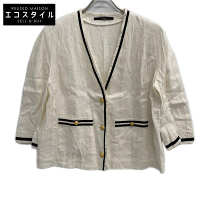 Liesse リエス A0136FJM328 ホワイト バイカラーリネンジャケット ジャケット