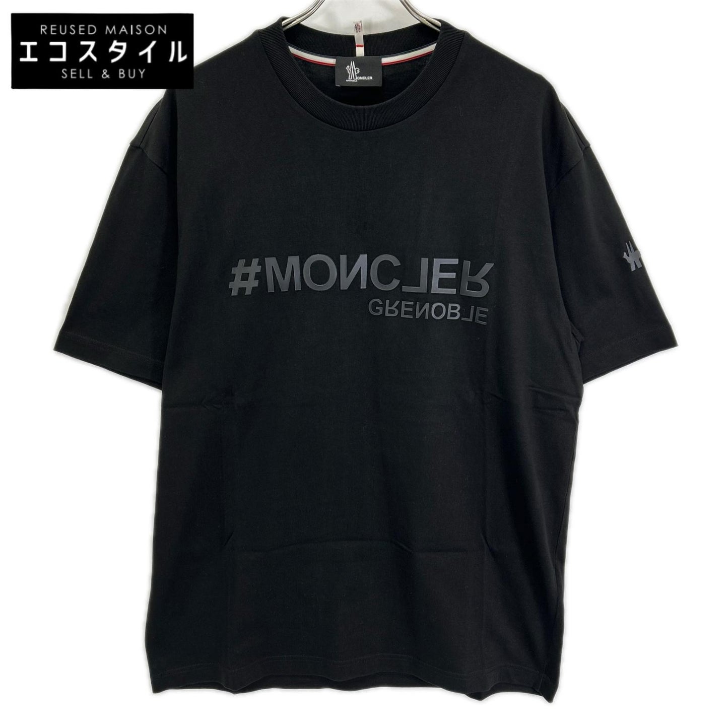 MONCLER モンクレール 22年 ブラック ラバーロゴ T-SHIRT MANICA CORTA トップス