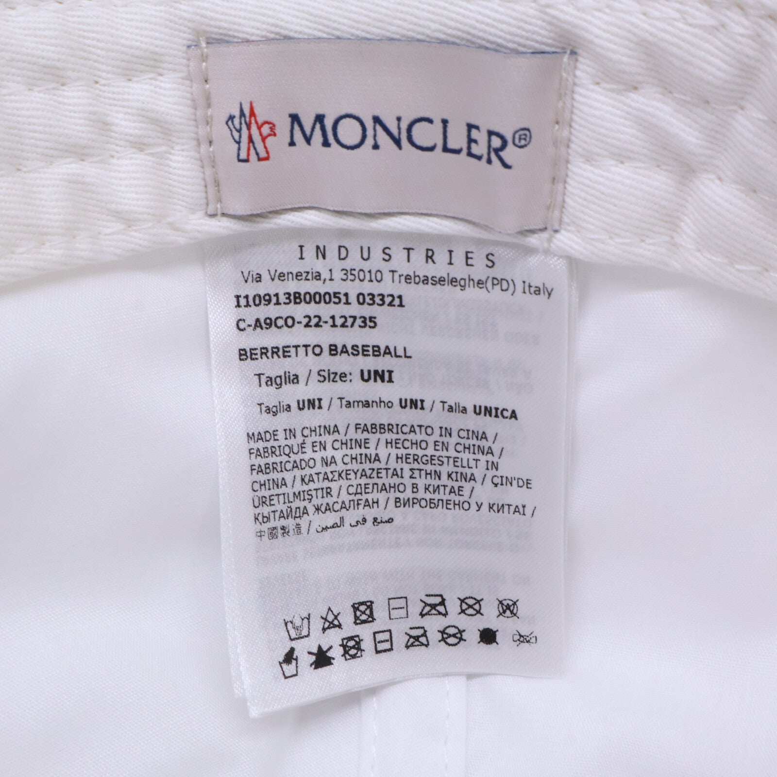MONCLER モンクレール 【即決/国内正規】I10913B00051 03321 BERRETTO BASEBALL ロゴ刺繍 ベースボールキャップ 帽子