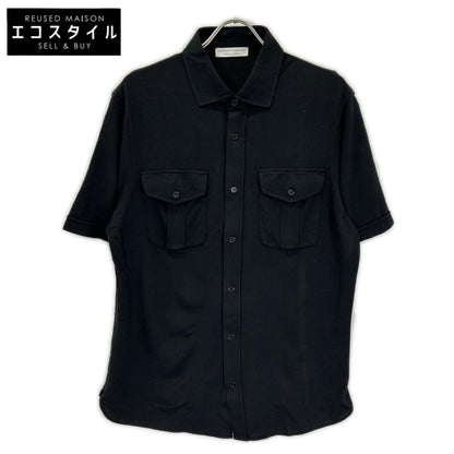 FILIPPO DE LAURENTIIS フィリッポ・デ・ローレンティス ブラック コットン フロントポケット ドレスシャツ トップス