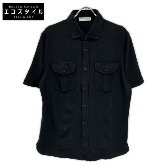 FILIPPO DE LAURENTIIS フィリッポ・デ・ローレンティス ブラック コットン フロントポケット ドレスシャツ トップス