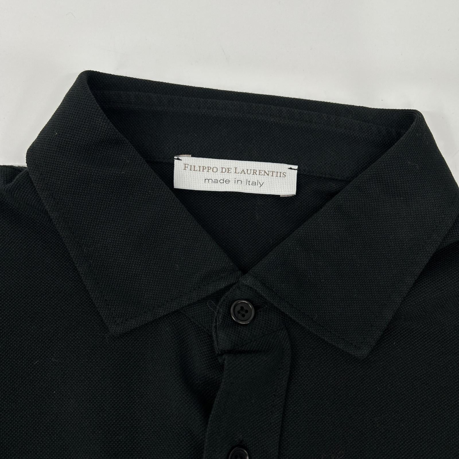 FILIPPO DE LAURENTIIS フィリッポ・デ・ローレンティス ブラック コットン フロントポケット ドレスシャツ トップス