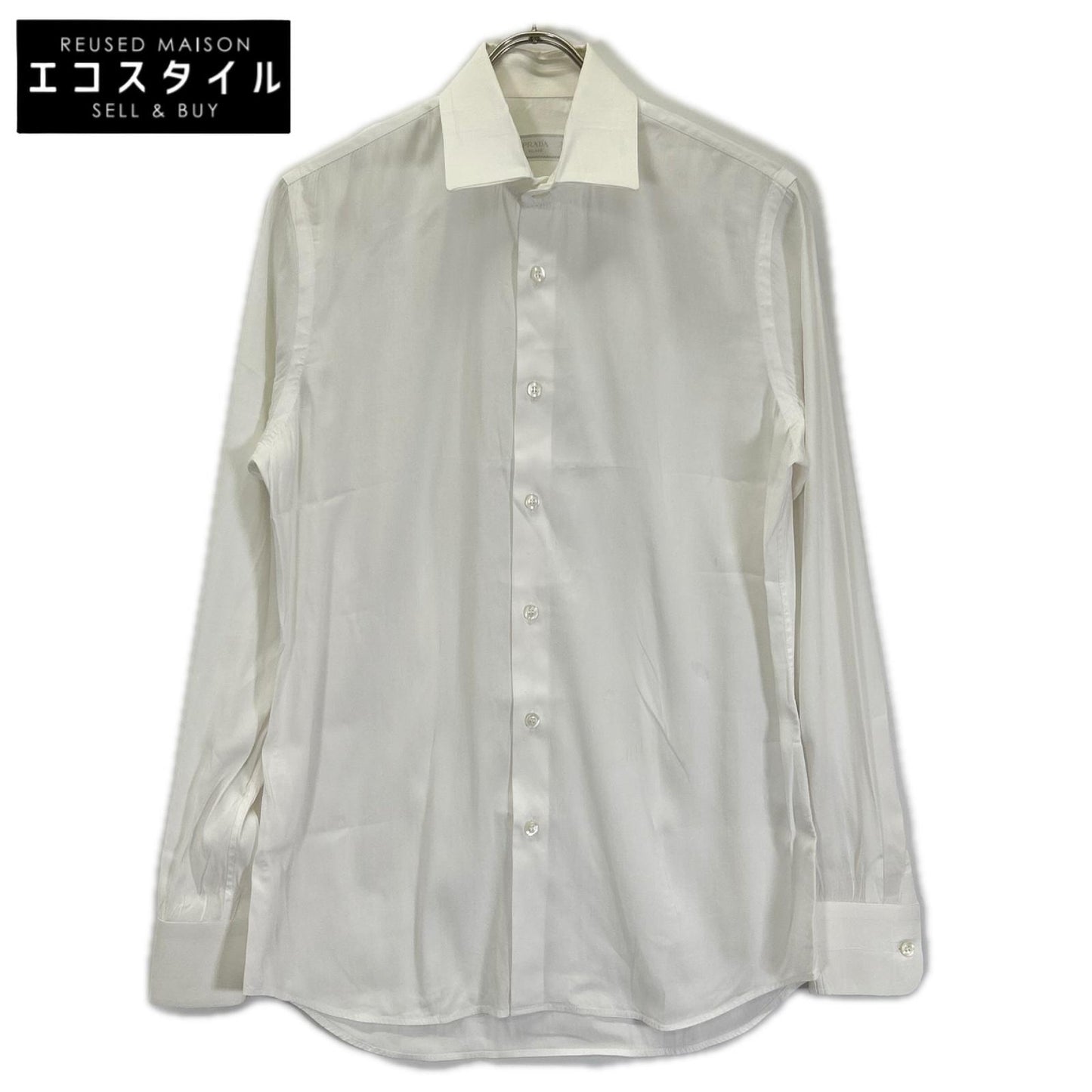 PRADA プラダ 22年 UCM608 ホワイト ストレッチ ポプリンシャツ トップス