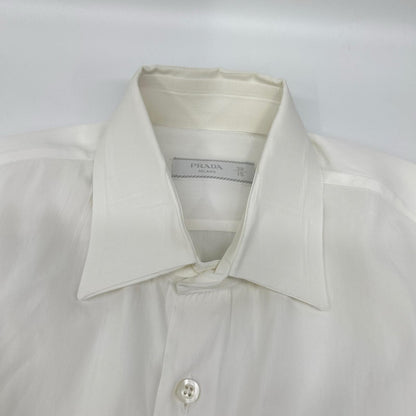 PRADA プラダ 22年 UCM608 ホワイト ストレッチ ポプリンシャツ トップス