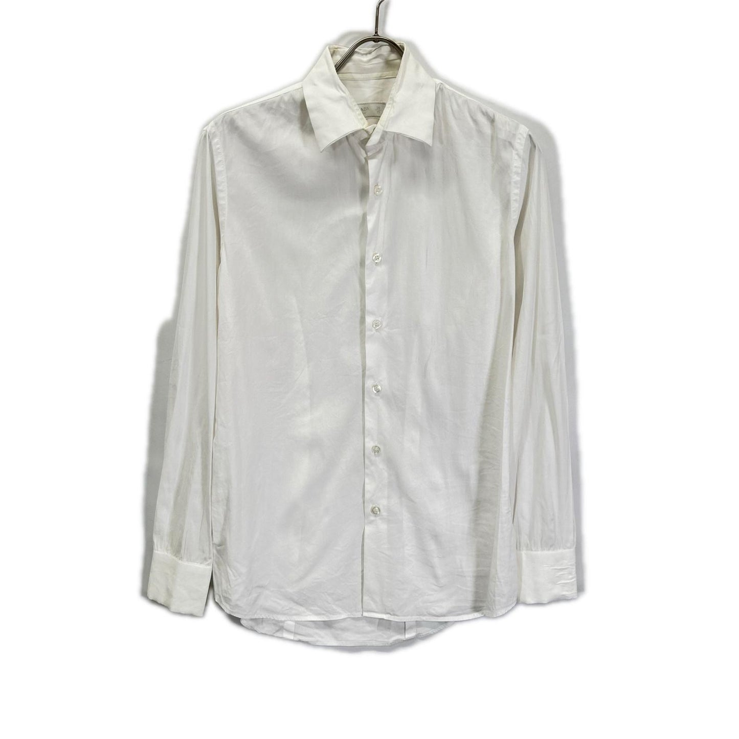 PRADA プラダ 18年 UCM608 ホワイト ストレッチ ポプリンシャツ トップス