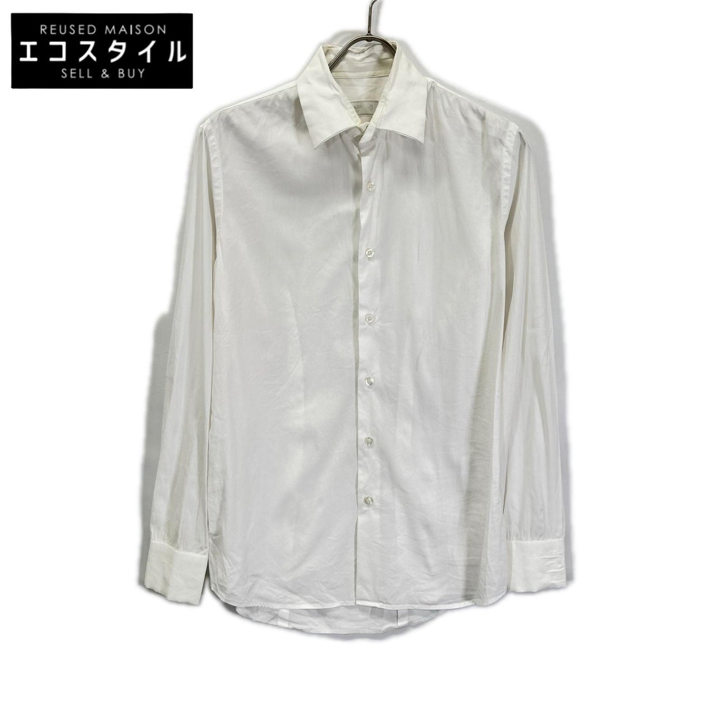 PRADA プラダ 18年 UCM608 ホワイト ストレッチ ポプリンシャツ トップス