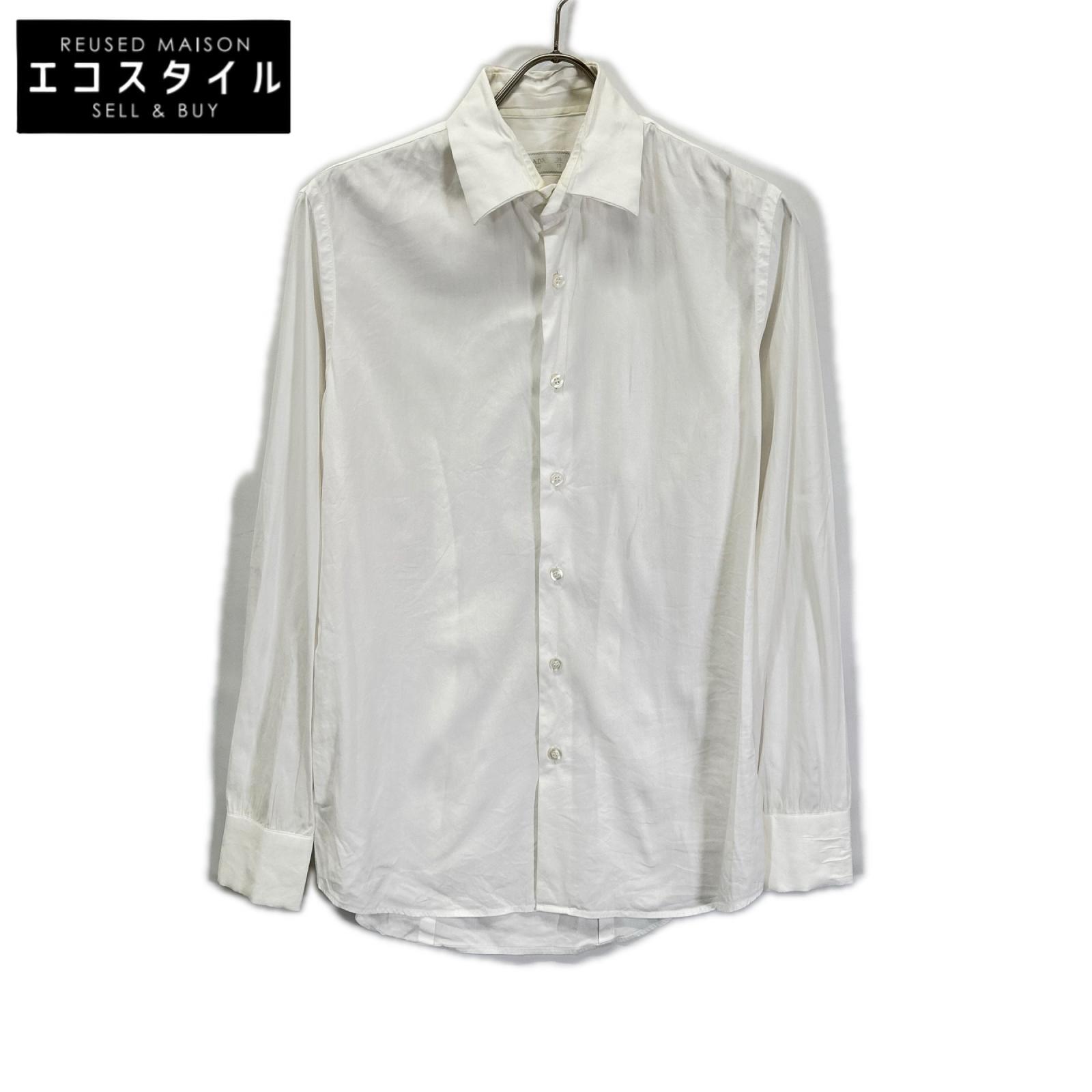 PRADA プラダ 18年 UCM608 ホワイト ストレッチ ポプリンシャツ トップス