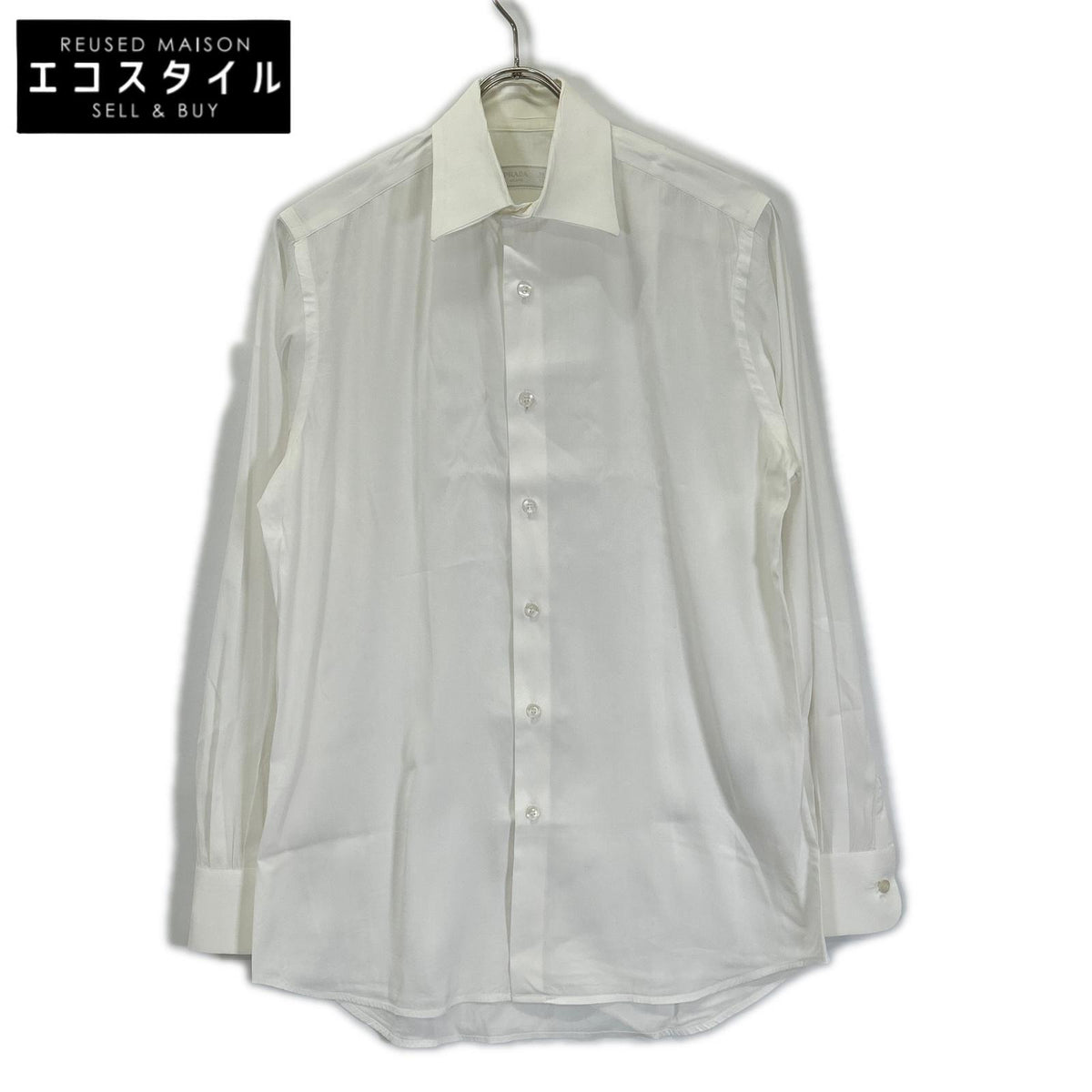 PRADA 2018 UCM669 White Cotton Long-Sleeve Shirt Top