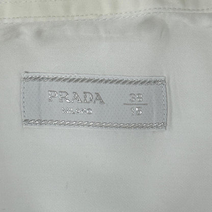 PRADA 2018 UCM669 White Cotton Long-Sleeve Shirt Top