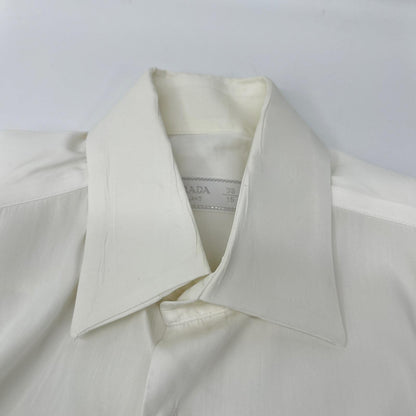 PRADA 2018 UCM669 White Cotton Long-Sleeve Shirt Top
