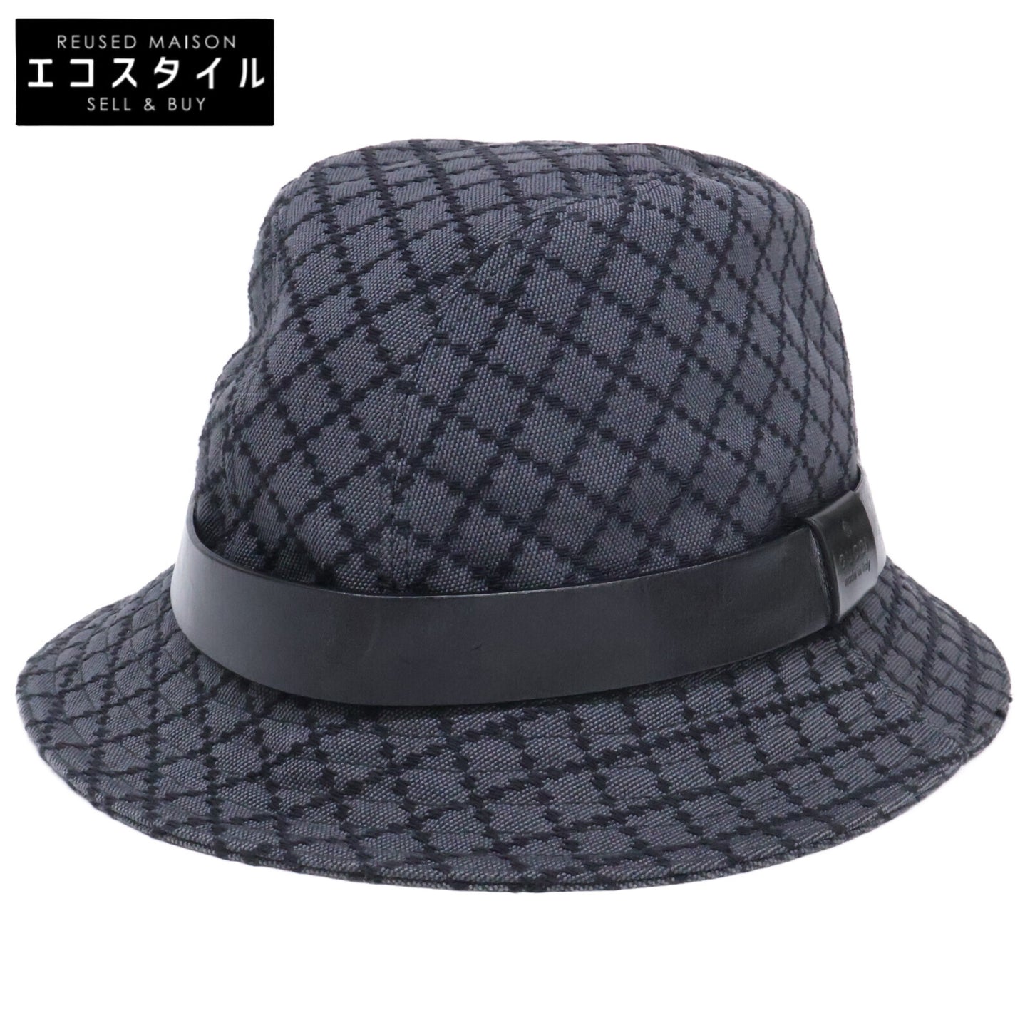GUCCI グッチ キャンバス/レザー フィッシャーマン バケットハット 帽子