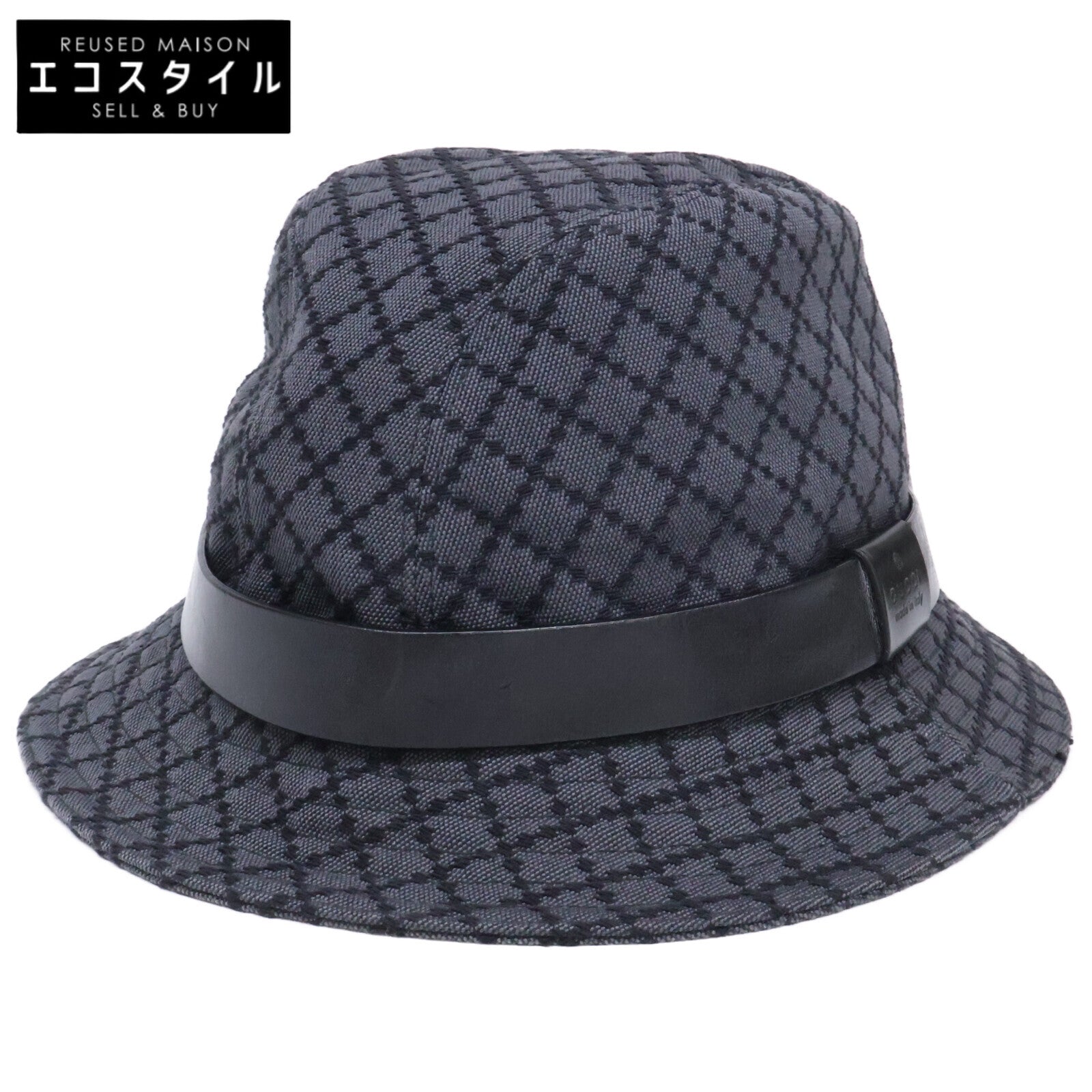 GUCCI グッチ キャンバス/レザー フィッシャーマン バケットハット 帽子