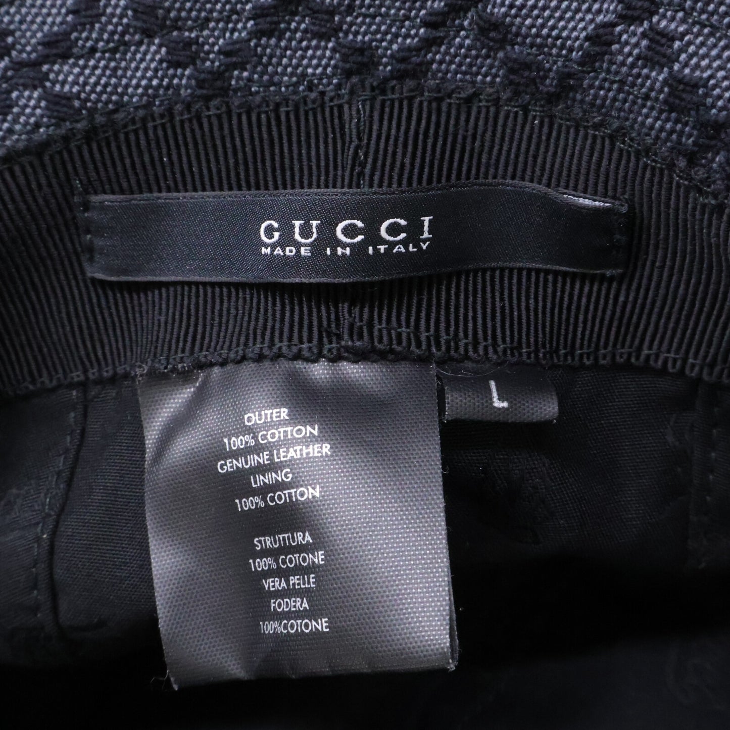 GUCCI グッチ キャンバス/レザー フィッシャーマン バケットハット 帽子
