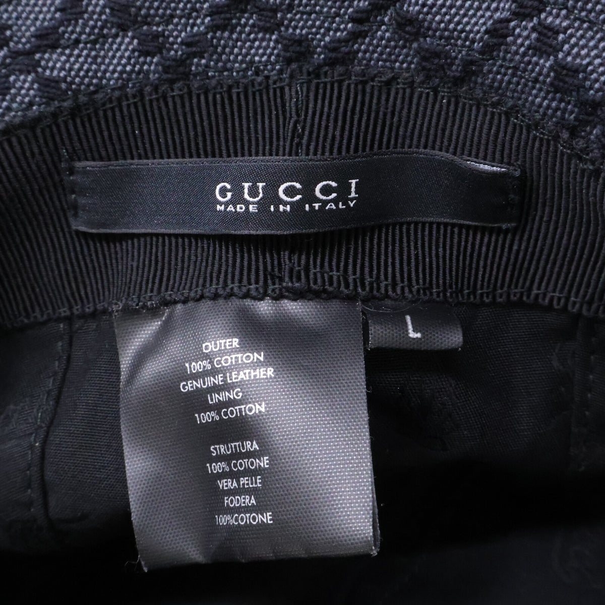 GUCCI グッチ キャンバス/レザー フィッシャーマン バケットハット 帽子