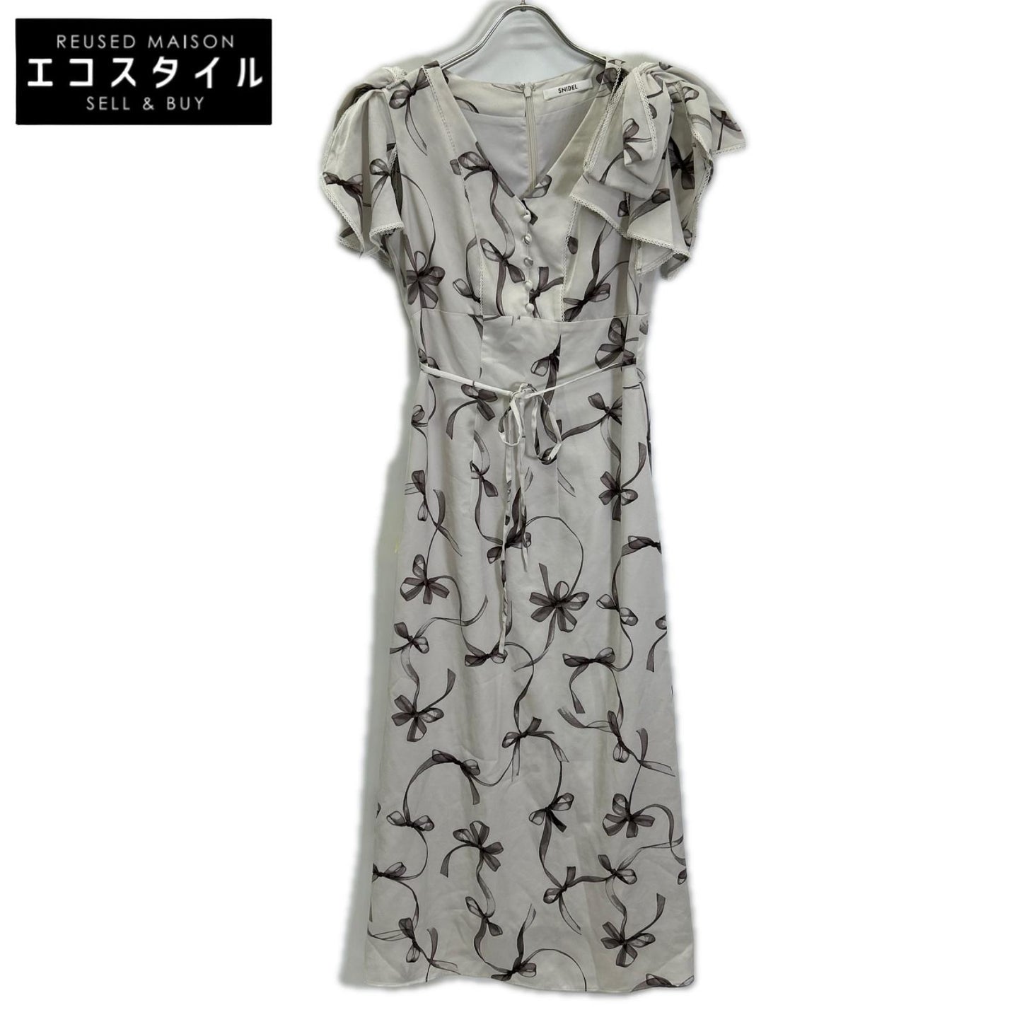 snidel スナイデル SWFO254025 ベージュ Susリボン プリント ワンピ ワンピース