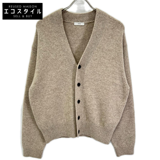 ATON エイトン ベージュ 23AW WOOL CASHMERE SILK Vネックカーディガン トップス