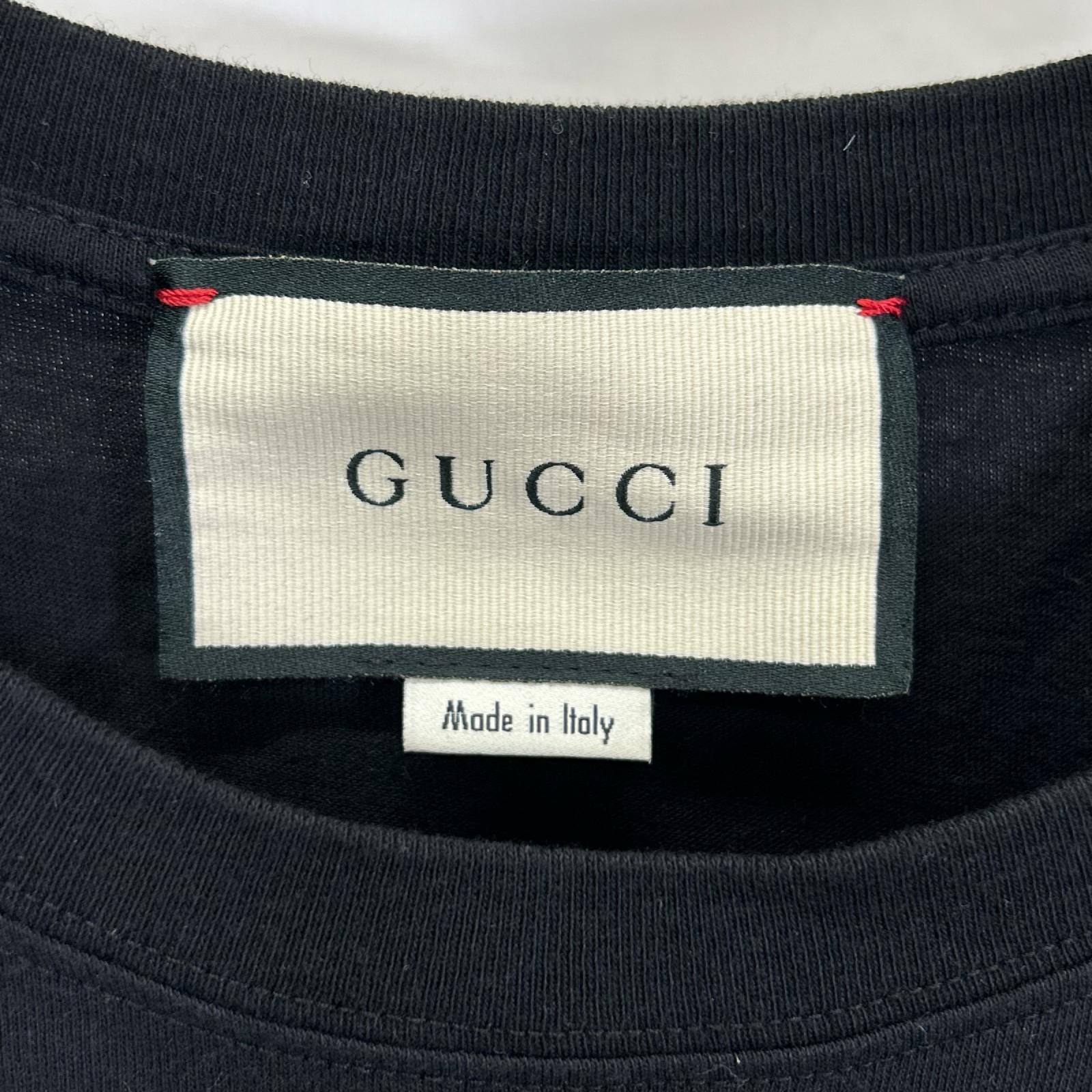 GUCCI グッチ 548334 XJA09 ブラック メタリック ロゴプリント Tシャツ トップス