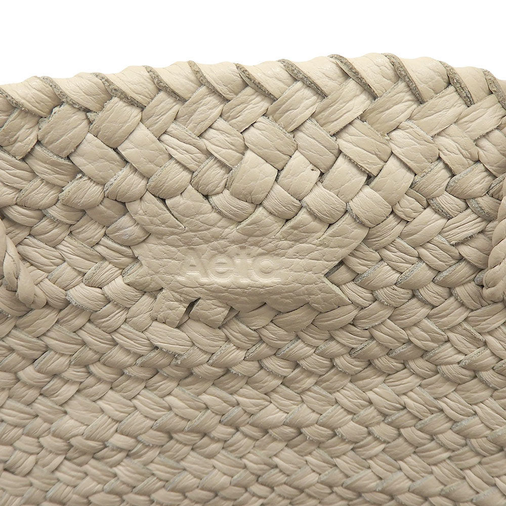 Aeta アエタ 美品 BASKET ： M レザー 編み込み バスケットバッグ ハンドバッグ レディース アイボリー KG02 ハンドバッグ