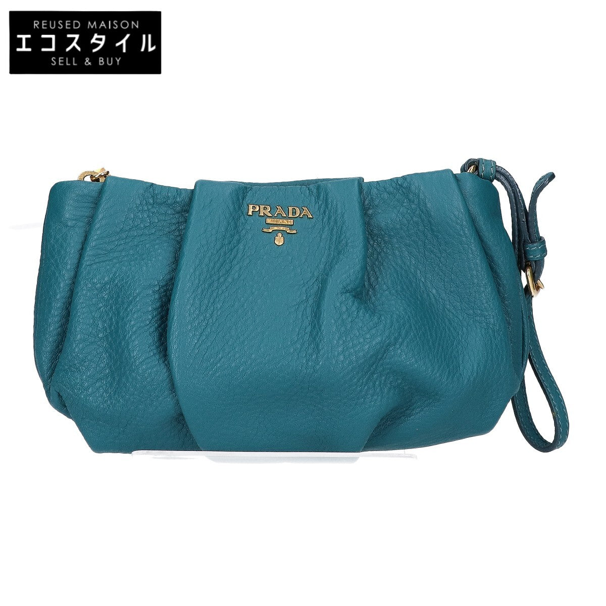 PRADA プラダ 【美品】レザー ギャザー ポーチ
