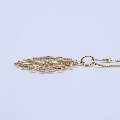 agete アガット 美品 ジャスミントップ＆アジャスターロングチェーン ネックレス