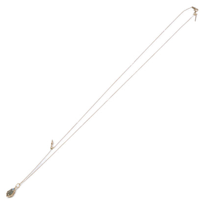 agete アガット 【美品】K10 ラブラドライト/蝶貝 ペンダントトップ・K10 0.008ct ダイヤモンド リーフ Y字 ネックレス
