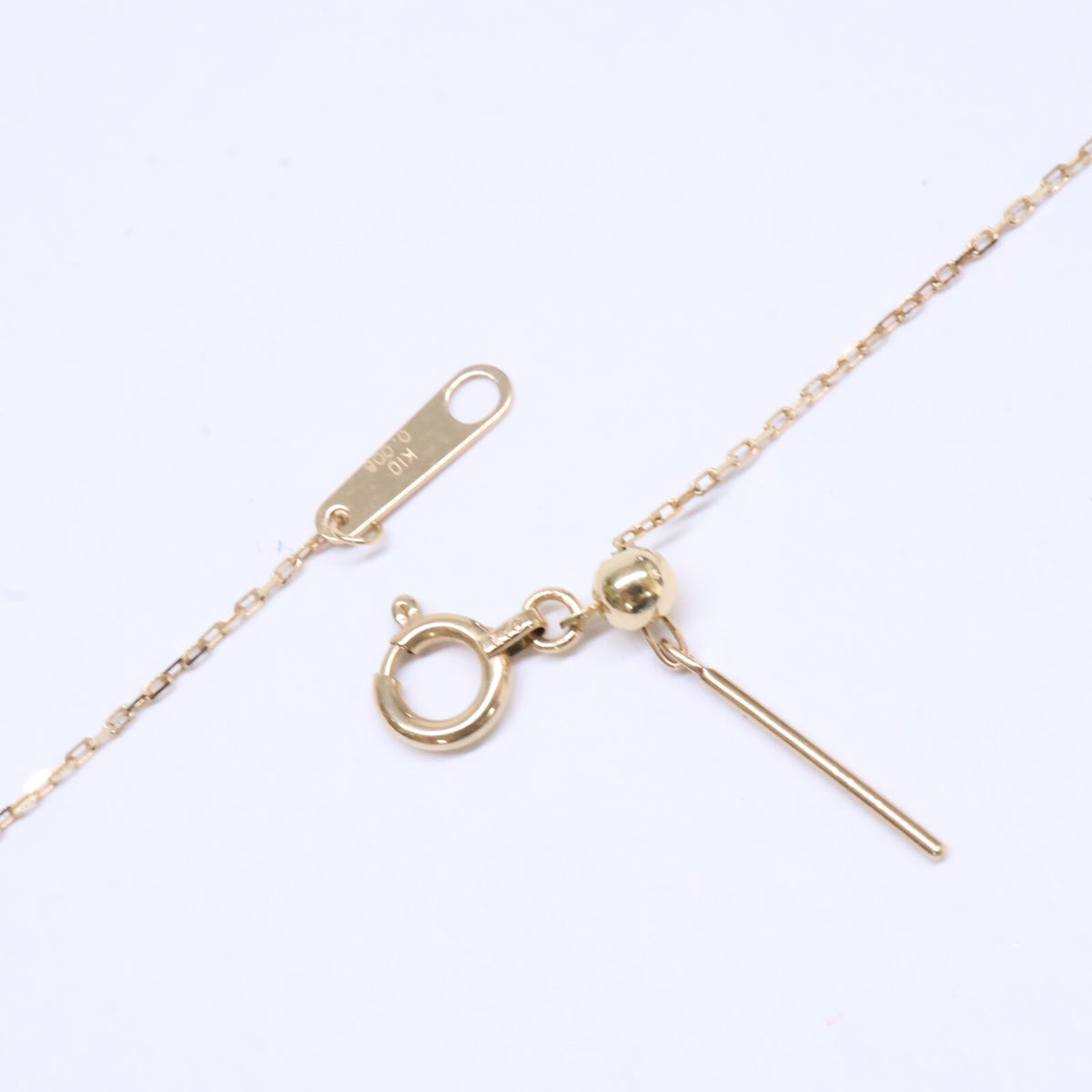 agete アガット 【美品】K10 ラブラドライト/蝶貝 ペンダントトップ・K10 0.008ct ダイヤモンド リーフ Y字 ネックレス