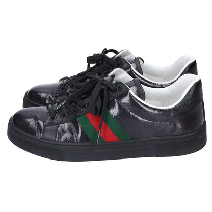 GUCCI グッチ 760774 ブラック ウェブ ストライプ ウィメンズ スニーカー エース レザー シューズ