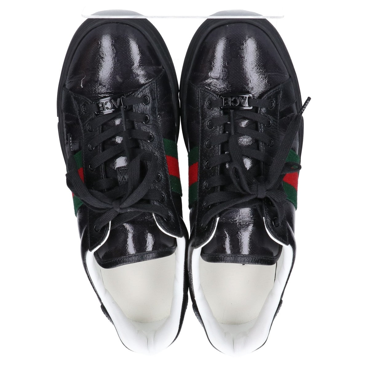 GUCCI グッチ 760774 ブラック ウェブ ストライプ ウィメンズ スニーカー エース レザー シューズ