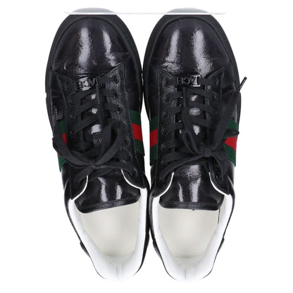 GUCCI グッチ 760774 ブラック ウェブ ストライプ ウィメンズ スニーカー エース レザー シューズ